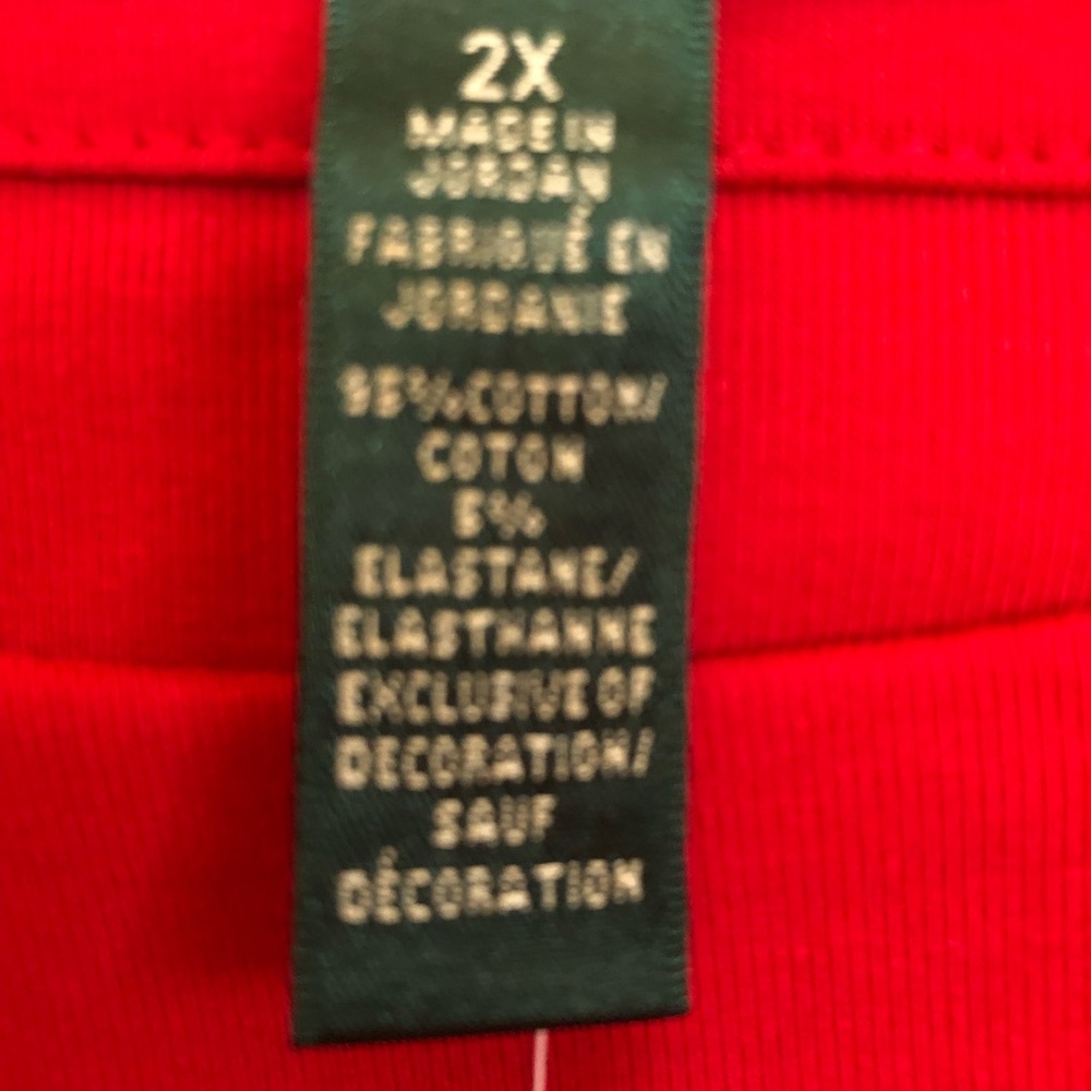 2X Ralph Lauren Red Long-Sleeve Crewneck Tee 95% Cotton - Picture 4 of 4